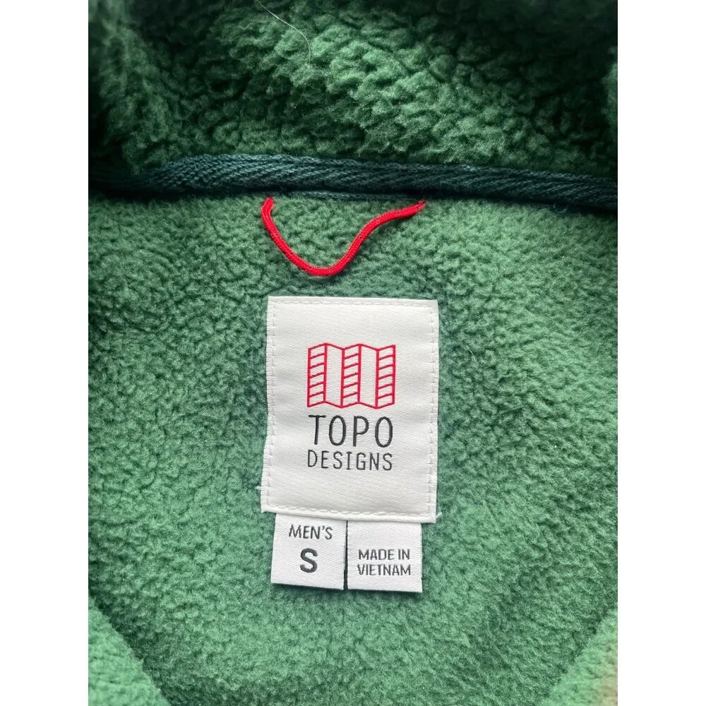 Topo Designs Jacket Mens Small Subalpine Fleece Full Zip Green Blue Gorpcore
